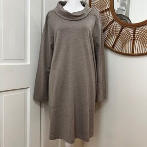 Pure Jill Lg Cowl Neck Lagenlook Knit Dress Comfy Normcore Career Office Relaxed